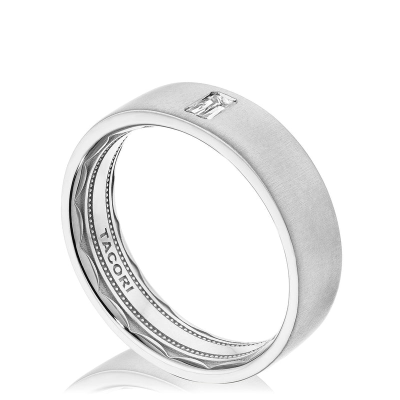 Bezel Set Diamond Wedding Band  in Satin Finish