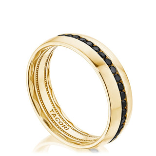 Channel Set Black Diamond in High Polish Finish Wedding Band