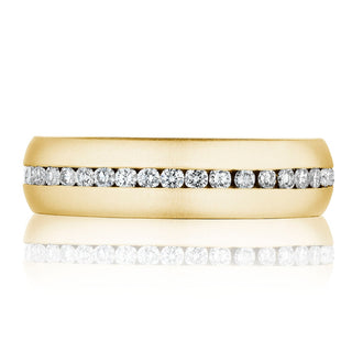 Channel Set Diamond in Satin Finish Wedding Band