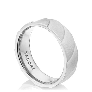 Geometric Crescent in Satin Finish Wedding Band