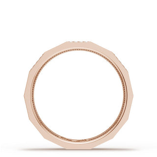 Diamond Faceted - Partial Coverage Wedding Band in High Polish  - 4mm