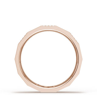 Diamond Faceted - Partial Coverage Wedding Band in Satin Finish  - 4mm