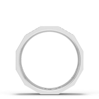 Diamond Faceted - Partial Coverage Wedding Band in High Polish  - 6mm