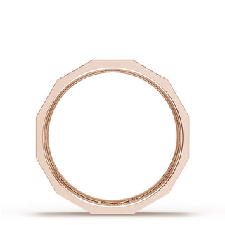 Diamond Faceted - Partial Coverage Wedding Band in Satin Finish  - 6mm