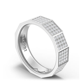 Diamond Faceted - Full Coverage Wedding Band in High Polish  - 6mm