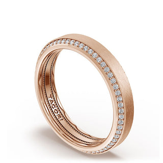 Bevel Edge Diamond Wedding Band in Brushed Finish - 5mm