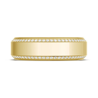 Bevel Edge Diamond Wedding Band in High Polish - 7mm