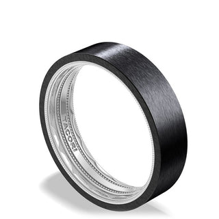 Titanium Two-Tone Flat Wedding Band - 6mm