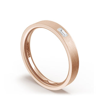 Bezel Set Diamond Wedding Band in Brushed Finish
