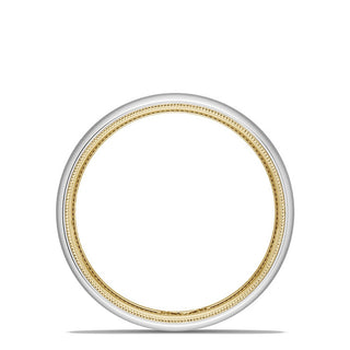 Classic Two-Tone Rounded Wedding Band in Satin Finish