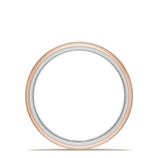 Classic Two-Tone Rounded Wedding Band in Brushed Finish