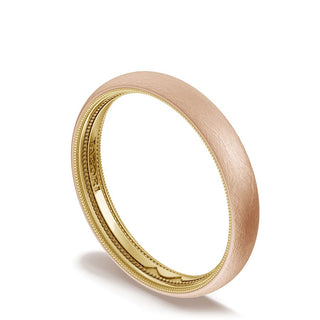 Classic Two-Tone Rounded Wedding Band in Brushed Finish
