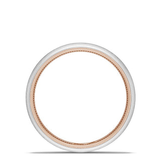 Classic Two-Tone Rounded Wedding Band in Brushed Finish