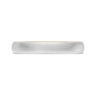 Classic Two-Tone Rounded Wedding Band in Brushed Finish