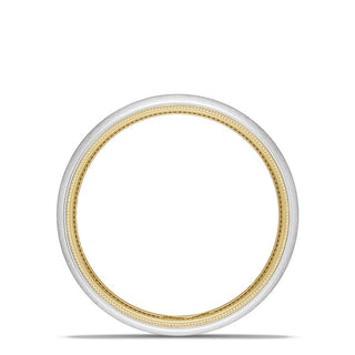 Classic Two-Tone Rounded Wedding Band in Brushed Finish