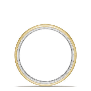 Classic Two-Tone Rounded Wedding Band in Brushed Finish