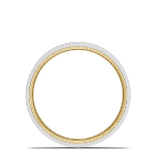 Classic Two-Tone Flat Wedding Band in Brushed Finish