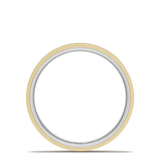 Classic Two-Tone Flat Wedding Band in Brushed Finish