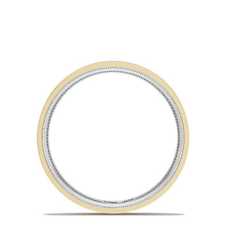Classic Two-Tone Flat Wedding Band in Satin Finish