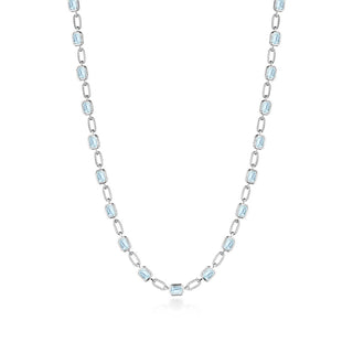 Sky Blue Topaz Link Necklace in 14kt Yellow Gold