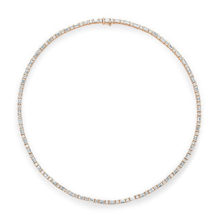 Diamond Tennis Necklace, Baguette & Round in 18kt Rose Gold