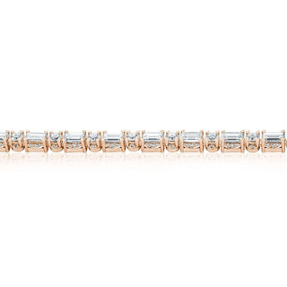 Diamond Tennis Necklace, Baguette & Round in 18kt Rose Gold