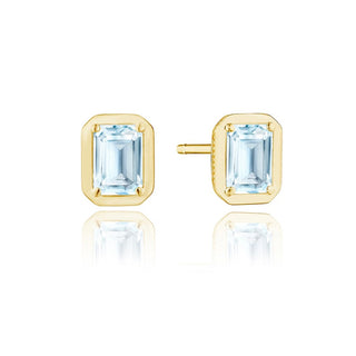Emerald Sky Blue Topaz Stud Earring - 1.4ct in 14kt Yellow Gold