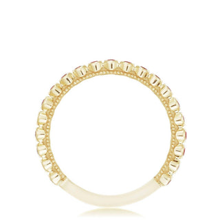 Round Bezel Droplet Wedding Band with Ruby