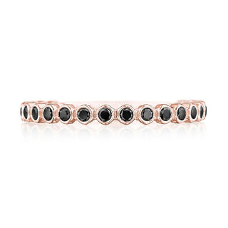 Round Bezel Droplet Wedding Band with Black Diamond in 14kt Rose Gold