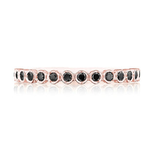 Round Bezel Droplet Wedding Band with Black Diamond in 14kt Rose Gold