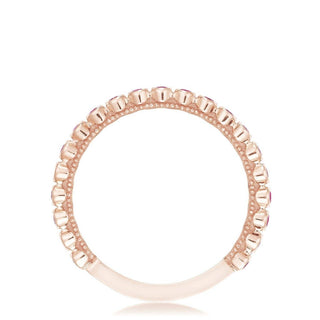 Round Bezel Droplet Wedding Band with Pink Sapphire