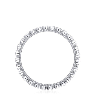 Round Bezel Droplet Wedding Band with Sapphire