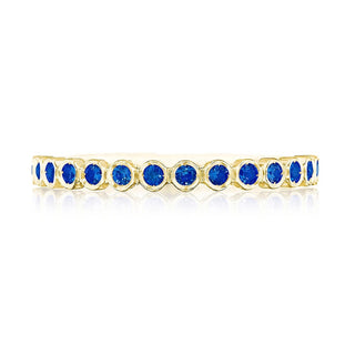 Round Bezel Droplet Wedding Band with Sapphire