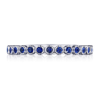 Round Bezel Droplet Wedding Band with Sapphire