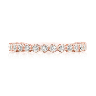 Round Bezel Droplet Wedding Band with Diamond
