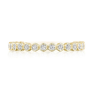 Round Bezel Droplet Wedding Band with Diamond