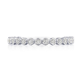 Round Bezel Droplet Wedding Band with Diamond