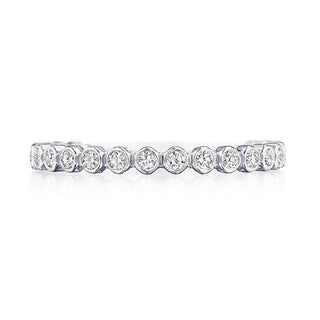 Round Bezel Droplet Wedding Band with Diamond