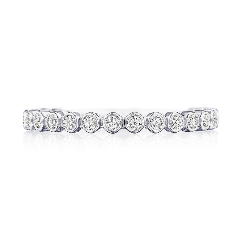 Round Bezel Droplet Wedding Band with Diamond