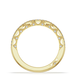 French Pavé Diamond Contour Wedding Band