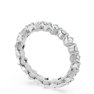 Carré and Round Diamond Wedding Band, 4.00mm