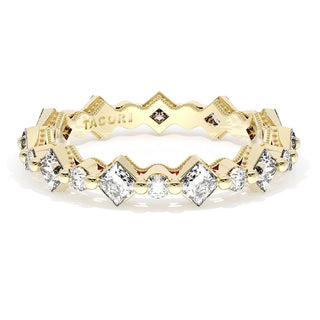 Carré and Round Diamond Wedding Band, 4.00mm