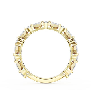 Carré and Round Diamond Wedding Band, 4.00mm