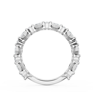 Carré and Round Diamond Wedding Band, 4.00mm