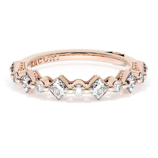 Carré and Round Diamond Wedding Band, 4.00mm