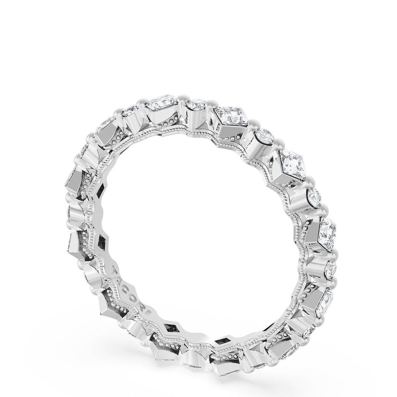 Carré and Round Diamond Wedding Band, 3.70mm