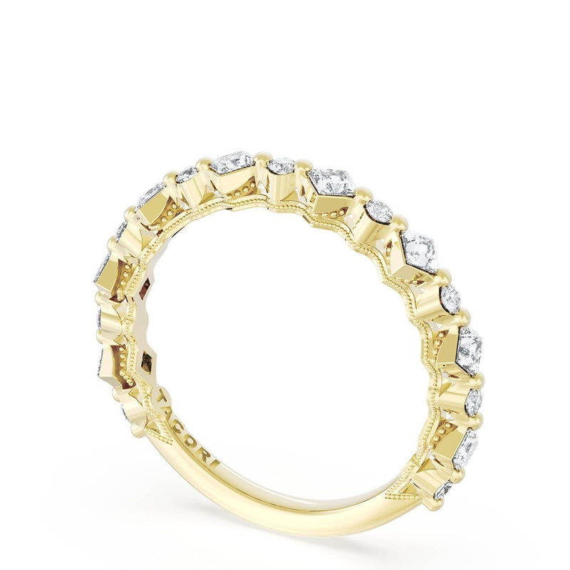 Carré and Round Diamond Wedding Band, 3.70mm