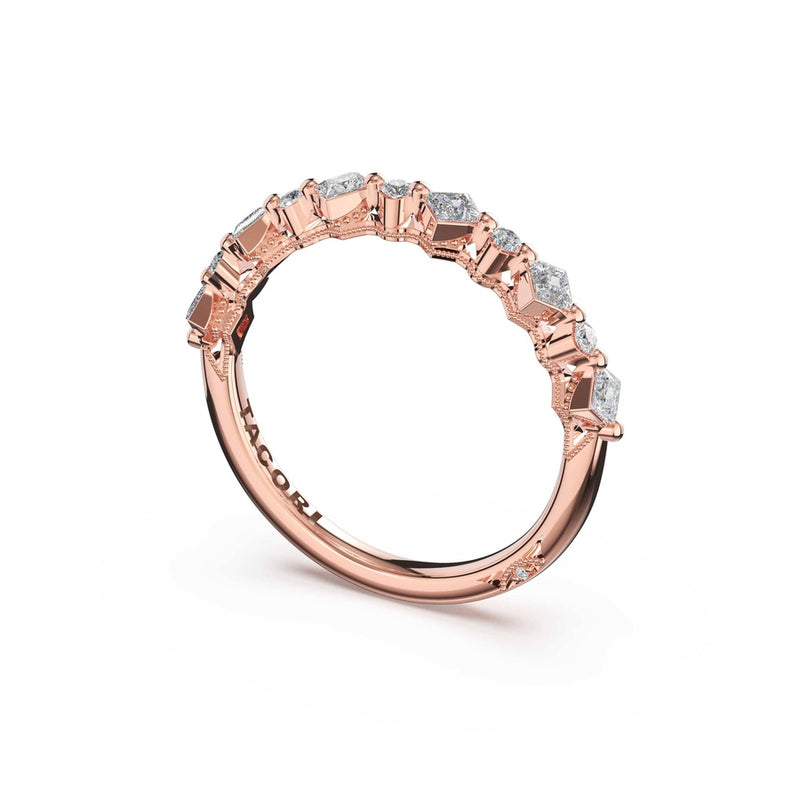 Carré and Round Diamond Wedding Band, 3.70mm