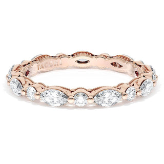 Marquise and Round Diamond Wedding Band, 2.80mm