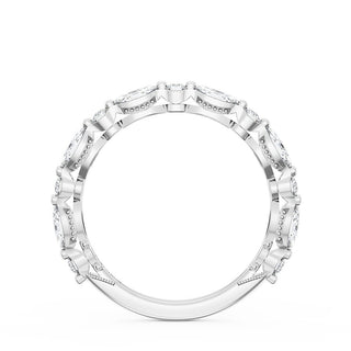 Marquise and Round Diamond Wedding Band, 2.80mm